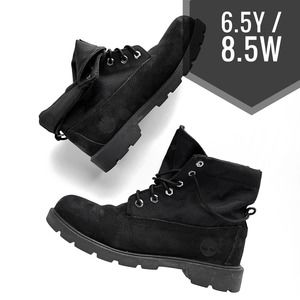 Timberland Roll Top Boots Nubuck - Black Leather Youth 6.5 / Womens 8.5/9